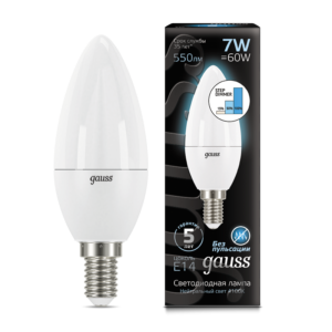 Лампа Gauss LED Candle E14 7W 4100К step dimmable 1/10/100