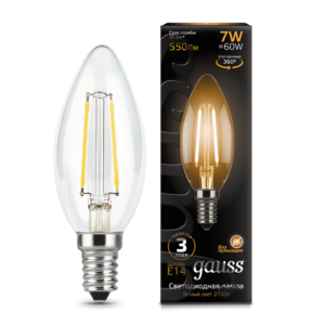 Лампа Gauss LED Filament Candle E14 7W 2700К 1/10/50