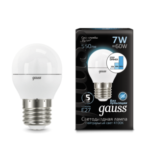 Лампа Gauss LED Globe E27 7W 4100K step dimmable 1/10/100