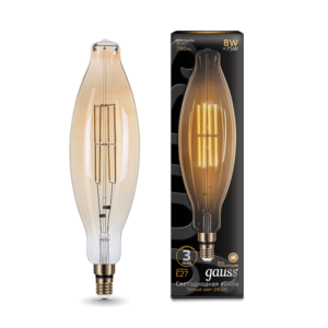 Лампа Gauss Led Vintage Filament BT120 8W E27 120*420mm Golden 780lm 2400K 1/10