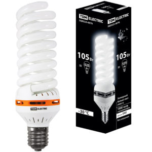 Лампа люминесцентная энергосберегающая Е40 105Вт "миниспираль" 10000ч. холод.-белый 180-250В TDM