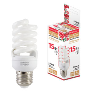 Лампа люминесцентная НЛ-FSТ2-15 Вт-2700 К–Е27 (42х103 мм) TDM