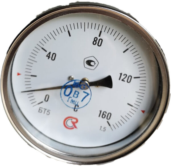 Термометр биметаллический БТ-51.111 (0+160) 64мм, G1/2, 1.5, осевой, показывающий
