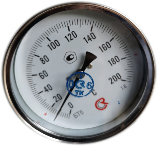 Термометр биметаллический БТ-51.211 (0+200) 60мм, G1/2, 1.6, осевой, показывающий