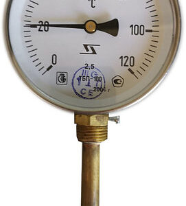 Термометр биметаллический ТБП-100 (0+120), 100мм, 2.5, G1/2, радиальный, показывающий
