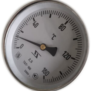 Термометр биметаллический ТБП-100 (0+160), 32 мм,G 1/2, 2.5, осевой, показывающий